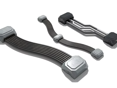 Industrial Equipment Cable Assemblies With Black Cables And Gray Metal Connectors 3d model