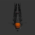 Detailed Sci-Fi Spaceship Model With Black Orange Mechanical Design And Weapon Thrusters 3d model