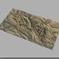 Ancient Landscape Scene With Village Settlements And Mountainous Terrain Texture