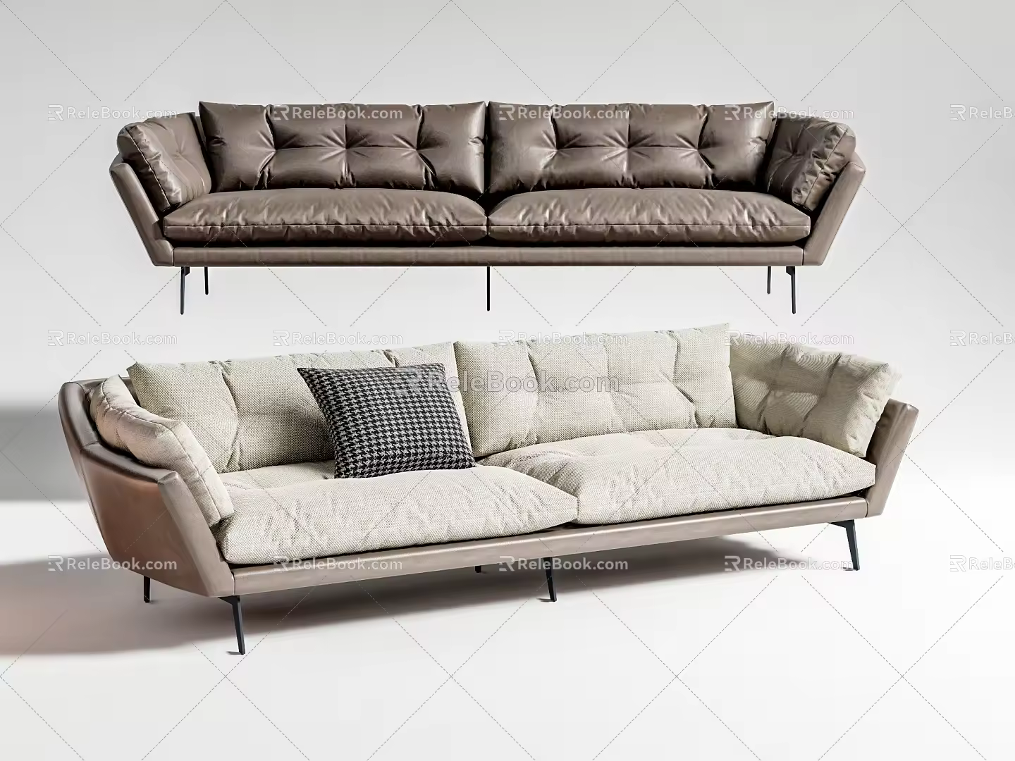 Modern double sofa multiplayer sofa 3d model