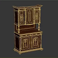 Vintage Mahogany Cabinet Furniture With Intricate Carvings Drawers And Upper Lower Sections