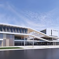 Contemporary Qingtian Performing Arts Center Exterior With Glass Curtain Wall And Waterfront Design