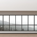 Floor to Ceiling Window with Scenic Mountain View and Green Trees in Minimalist Interior