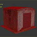 Concrete Ventilation Structure with Moss Covered Exterior and Side Grille on Platform Base 3d model