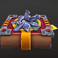Fantasy Book Cover With Wolf Head Emblem Golden Strap Red Gems And Colorful Runes