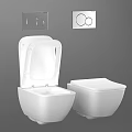Modern White Toilets With Open Lid Closed Lid And Flush Button Panel 3d model
