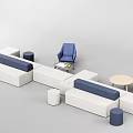 Modern Blue And White Sectional Sofa Interior With Modular Design Accent Chairs And Round Tables
