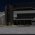Modern Commercial Street With Multi storey Building Glass Curtain Wall Shops And Pedestrians
