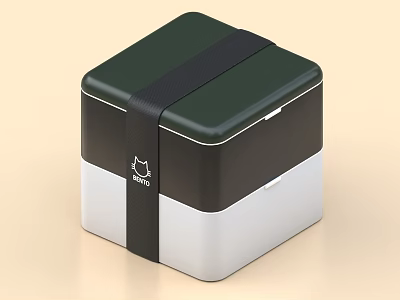 Sleek Two Tone Lunch Box With Black Strap 3d model