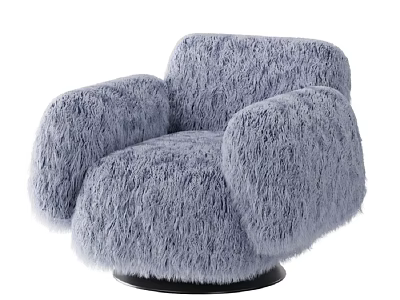 Cozy Fluffy Light Gray Single Sofa With Swivel Base And Armrests 3d model