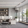 Modern Contemporary Office Interior Design With Sofa Desk Bookshelf And Office Chairs