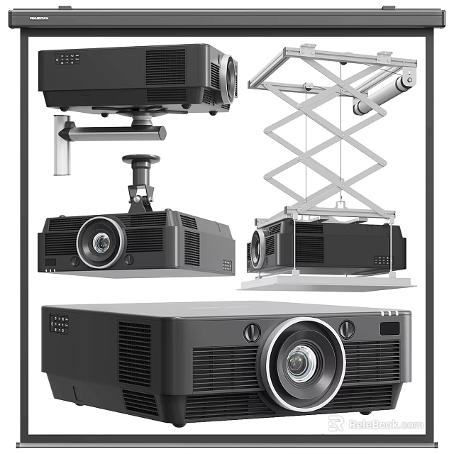 Professional Projection Monitoring Systems with Adjustable Mounts and High Definition Lenses 3d model 