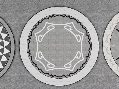 Stylish Floor Design With Circular Decorative Patterns Intricate White Lines Geometric Black White And Gold Accents 3d model