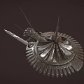 Ancient Steel Weapon With Intricate Decorative Guard And Sharp Metal Blade Design