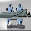 Two Surgeons Performing Medical Operation On Operating Table With Patient Covered In Green Sheet