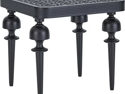 Black Coffee Table With Carved Top And Decorative Ornate Legs Design 3d model