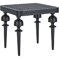 Black Coffee Table With Carved Top And Decorative Ornate Legs Design