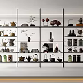New Ornaments Combination Bookshelf Bookcase Teapot 3d model
