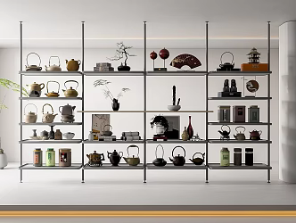 New Ornaments Combination Bookshelf Bookcase Teapot 3d model