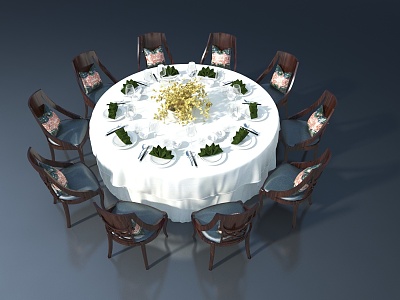 private room dining table 3d model