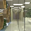 Modern Spacious Conference Room Interior With Wooden Table Ergonomic Chairs And Glass Partitions