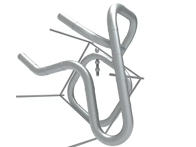 Modern Abstract Metal Sculpture Featuring Curved Pipes And Geometric Frame Design 3d model
