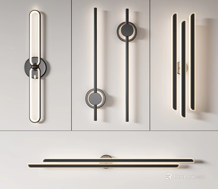 Modern Wall Lamps With Sleek Metal Frames And Minimalist Circular Design Elements 3d model