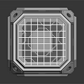 Shiny Metallic Cubic Structure With Grid Pattern Frame And Glossy Surface Details