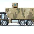 Military Green Camouflage Large Utility Vehicle With Multi Wheeled Design And Roof Equipment