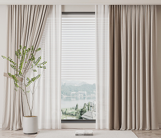 Modern Curtain Fabric Curtain 3d model