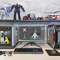 Modern Computer Printer Desktop Computer Monitor suit Hand-made Ornament Combination Creative Children's Hand-made Combination Computer Table Ornament Combination 3d model