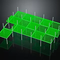 Green Grid Modular Scaffolding Structure With White Support Poles For Construction Use