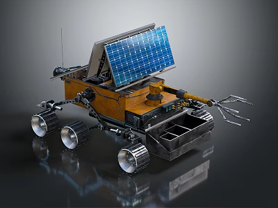Mars Rover Equipped With Solar Panels Mechanical Arm And Wheels For Space Exploration 3d model