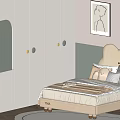 Modern Minimalist White Light Green Wardrobe With Arched Glass Cabinet And Round Brass Handles