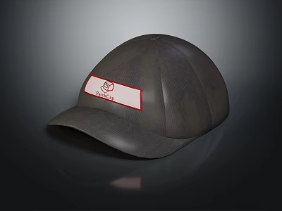 Dark Gray Baseball Cap With White Label Red Logo And BASIC Text 3d model
