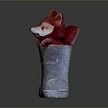 Cute Little Fox Figurine Sitting in Beige Rain Boot With FROM US Text