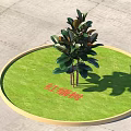 Commercial Equipment for Red Maple Tree Display with Circular Grassy Area and Yellow Border
