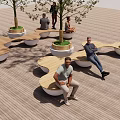 Modern tree pool tree pool seat 3d model