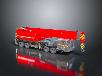 Red Electric Toy Crane with Multiple Wheels and Realistic Model Design 3d model