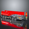 Red Electric Toy Crane with Multiple Wheels and Realistic Model Design 3d model