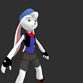 Cartoon Rabbit Character With White Body Blue Hat Green Eyes And Red Scarf