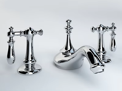 Three Piece Chrome Shower Faucet Set with Modern Design and Polished Finish 3d model
