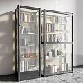 Modern Glass Door Bookcase With Books Decorative Items And Organized Shelves
