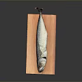 Whole Fish Placed on Natural Wooden Serving Board with Clean Background