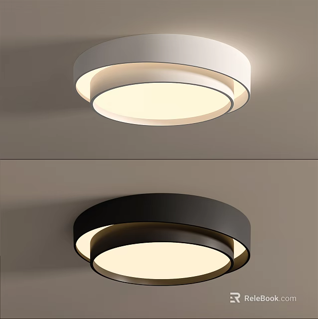 Modern Minimalist Ceiling Light with White and Black Round Design for Home Interior 3d model 