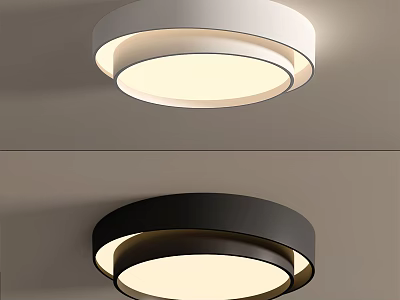 Modern Minimalist Ceiling Light with White and Black Round Design for Home Interior 3d model