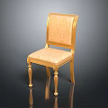 Elegant Vintage Chair Furniture With Golden Carved Frame Beige Patterned Cushion And Cylindrical Legs Design