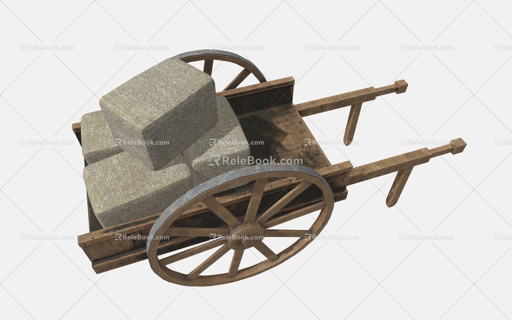 Chinese Wooden Car Trolley Plank Car 3d model