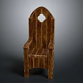Traditional Wooden Chair With Carved Backrest Circular Cutout And Armrests Design