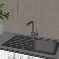 Black Kitchen Sink with Modern Faucet and Sleek Countertop in Kitchen Setting